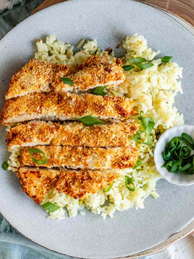 Air-fried chicken katsu with homemade sau