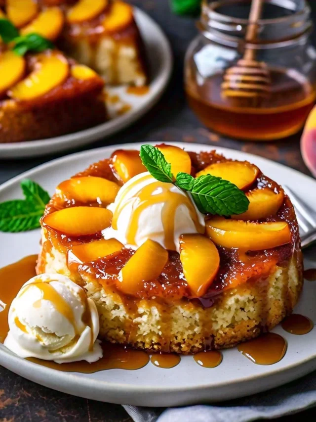 Hot Honey-Peach Upside-Down Cak