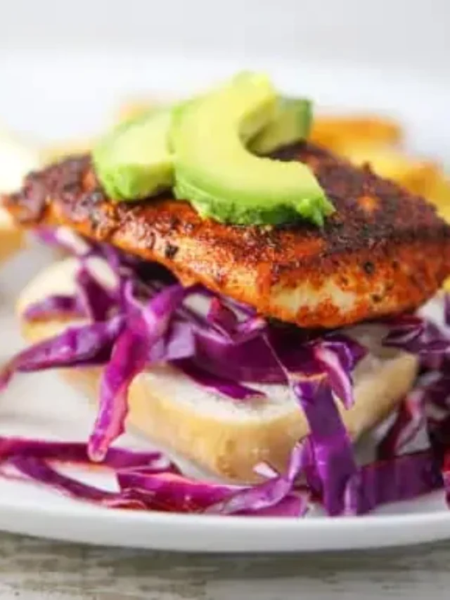 Recipe for Avocado-Cabbage Blackened Fish Sandwich